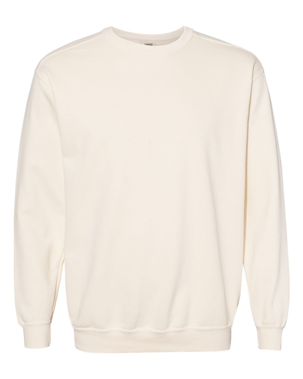 Custom crewneck sweatshirts, Comfort Colors garment-dyed crewneck in Ivory, front view