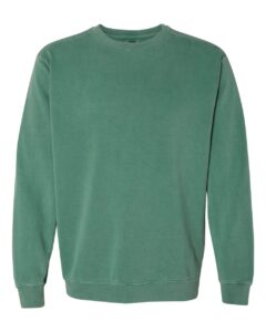 Custom crewneck sweatshirts, Comfort Colors garment-dyed crewneck in Light Green, front view
