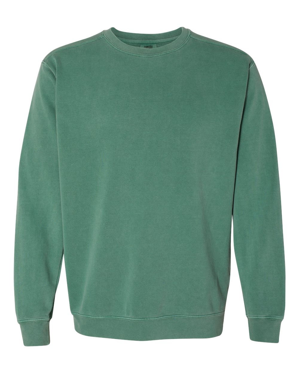 Custom crewneck sweatshirts, Comfort Colors garment-dyed crewneck in Light Green, front view