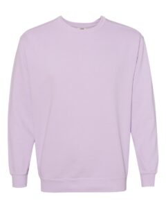 Custom crewneck sweatshirts, Comfort Colors garment-dyed crewneck in Orchid, front view