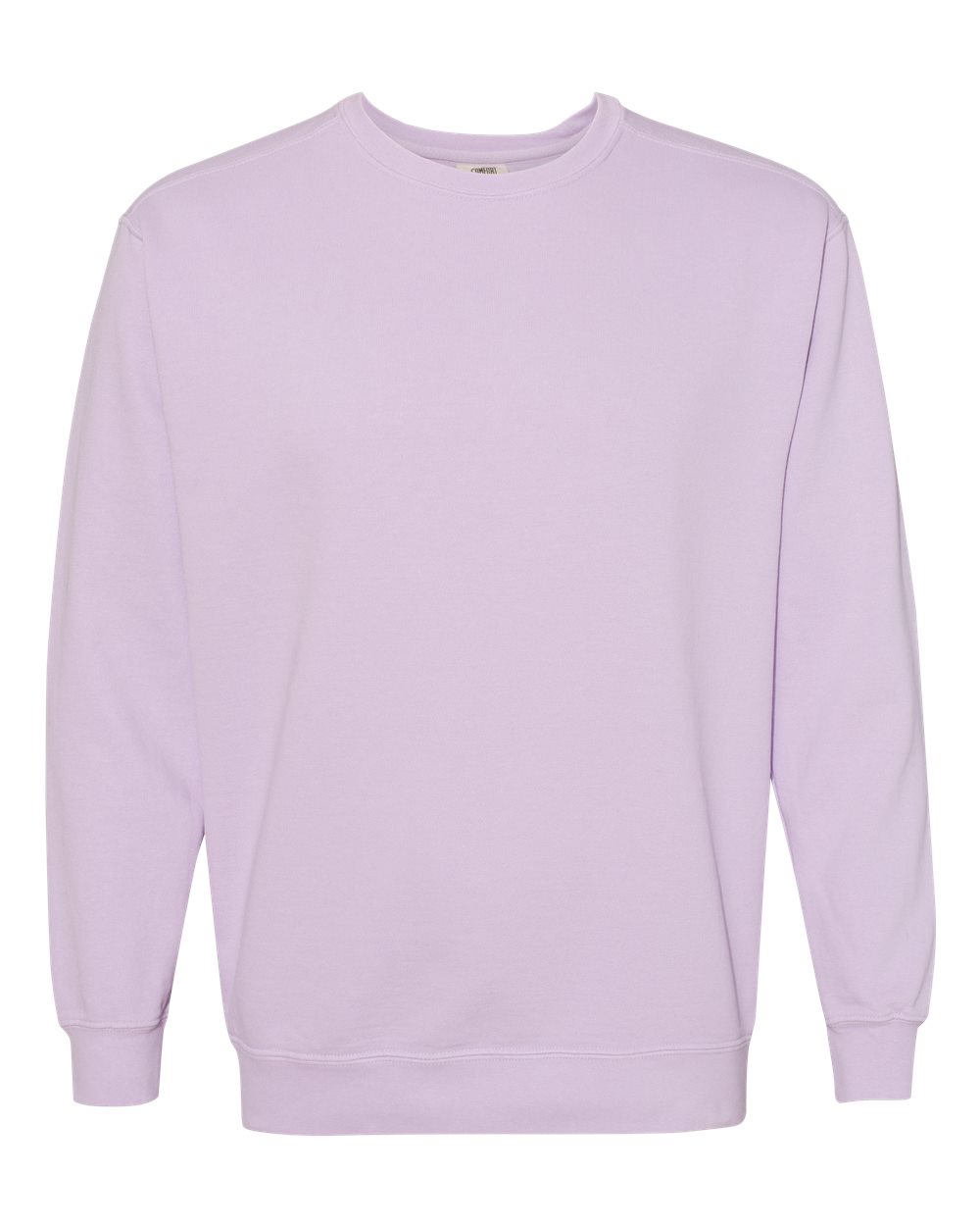 Custom crewneck sweatshirts, Comfort Colors garment-dyed crewneck in Orchid, front view
