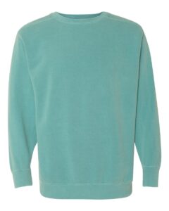Custom crewneck sweatshirts, Comfort Colors garment-dyed crewneck in Seafoam, front view