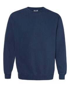 Custom crewneck sweatshirts, Comfort Colors garment-dyed crewneck in True Navy, front view