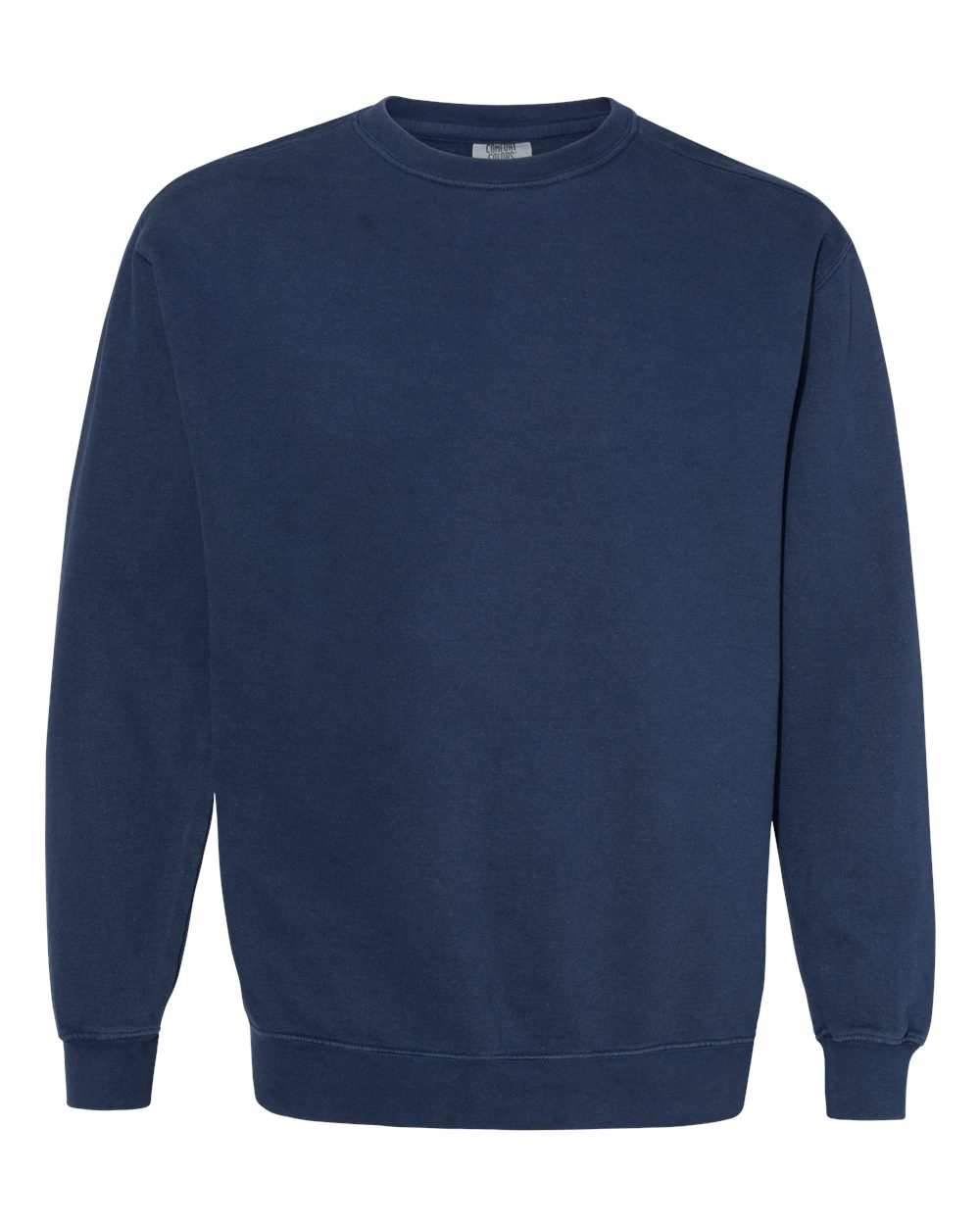 Custom crewneck sweatshirts, Comfort Colors garment-dyed crewneck in True Navy, front view