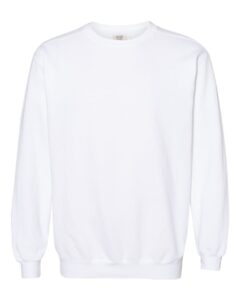 Custom crewneck sweatshirts, Comfort Colors garment-dyed crewneck in White, front view