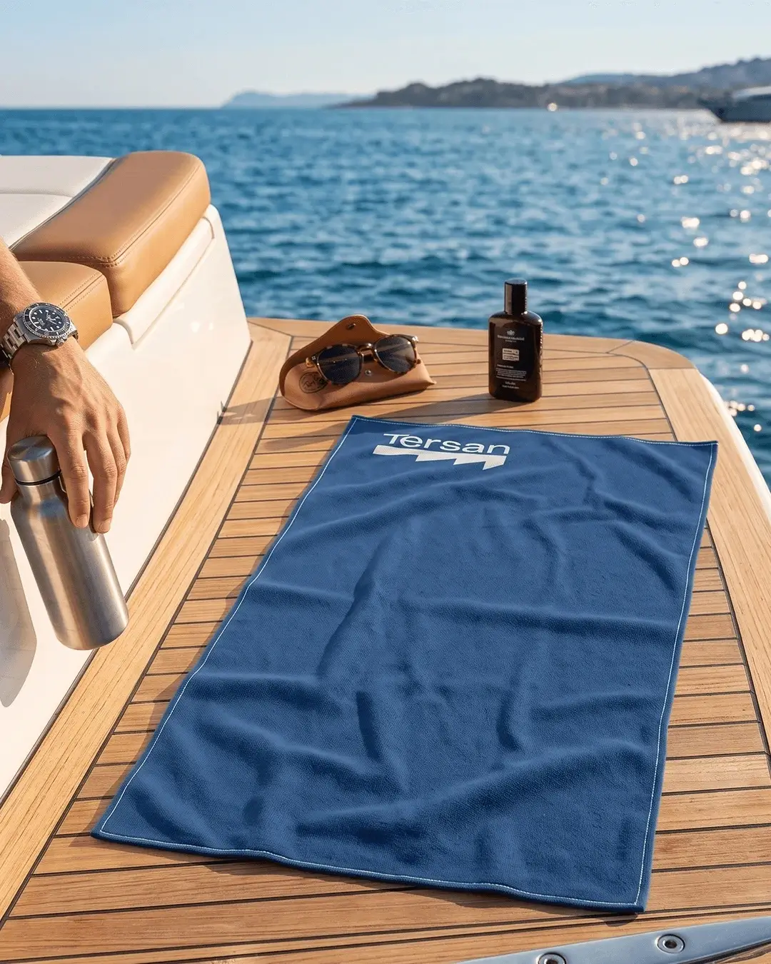 Custom cooling towels, hyper-evaporative towel with a sample printed logo, worn around the neck