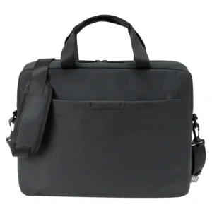 Custom laptop bags in black recycled heather, fits a 16 inch laptop