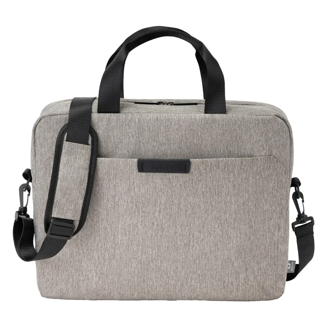 Custom laptop bags in graphite recycled heather, fits a 16 inch laptop