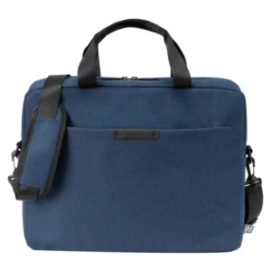 Custom laptop bags in navy recycled heather, fits a 16 inch laptop