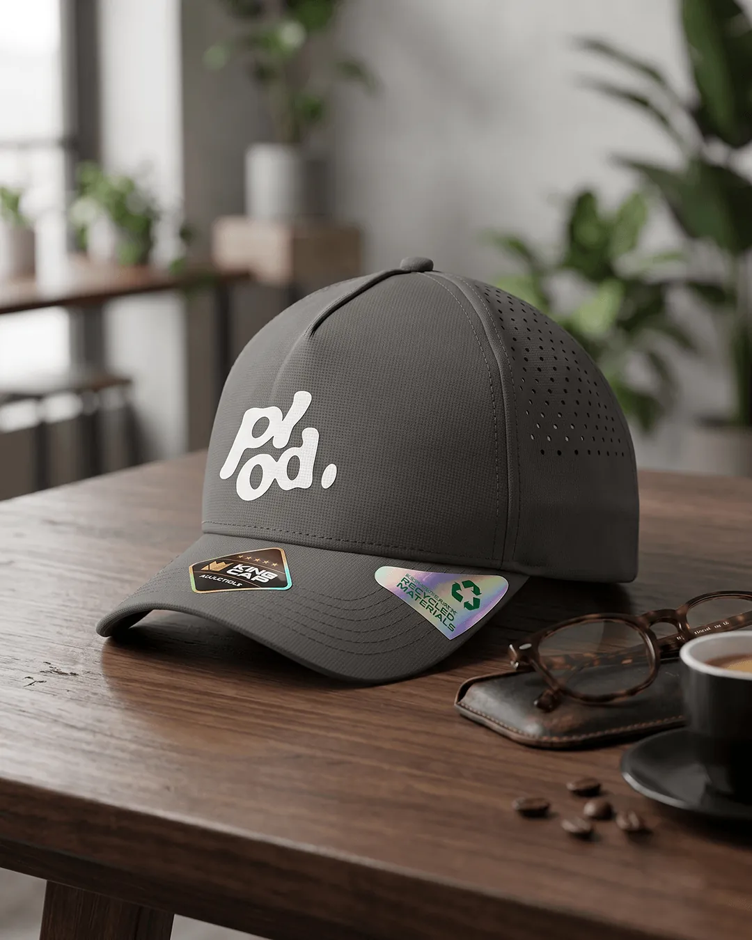 Custom running hats, perforated performance cap