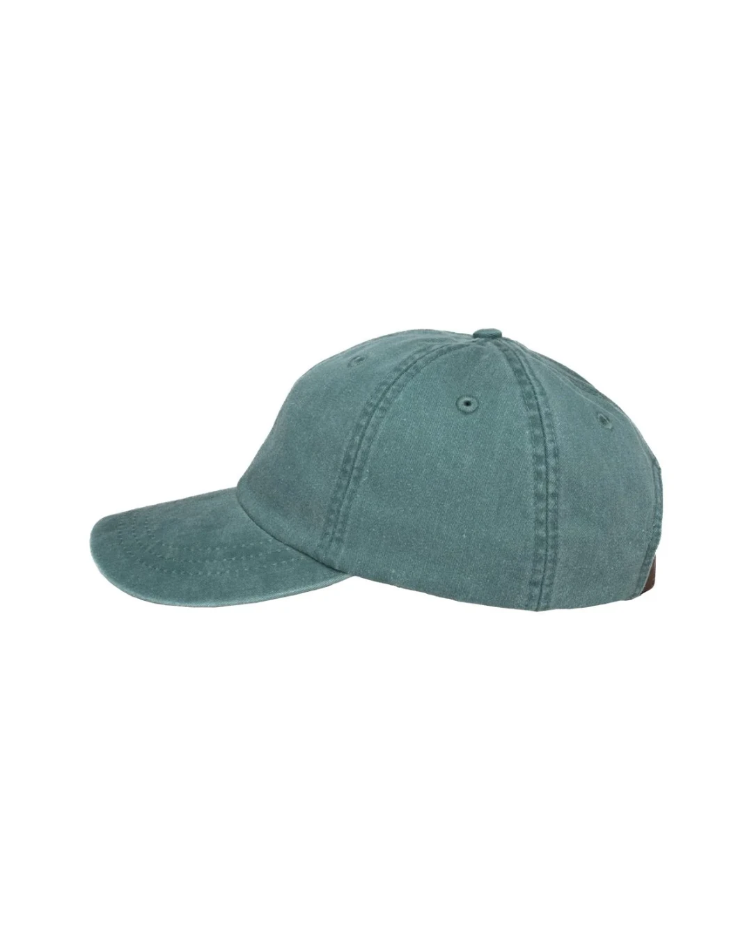 Custom low profile hats in Aqua Blue (side view)