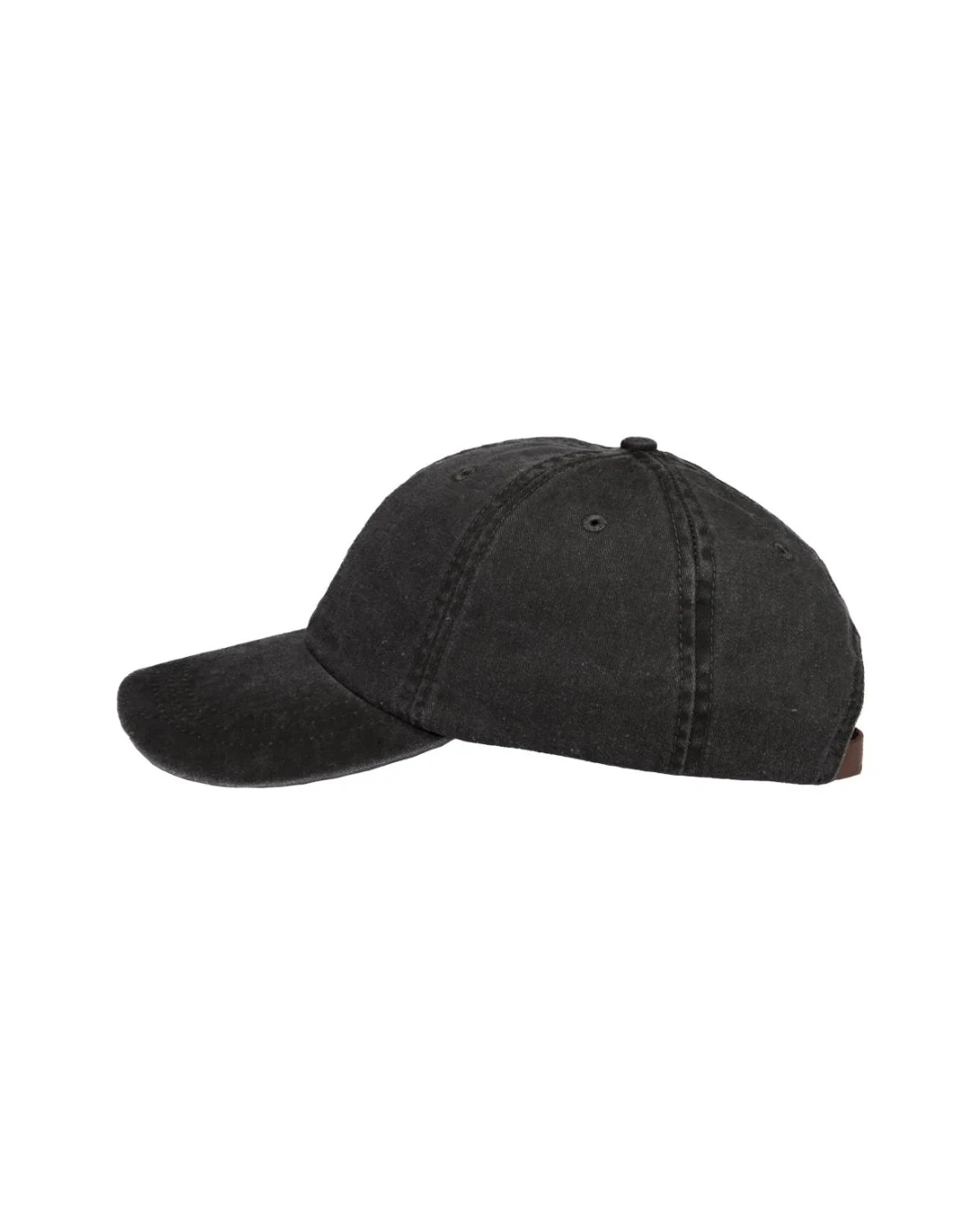 Custom low profile hats in Black (side view)