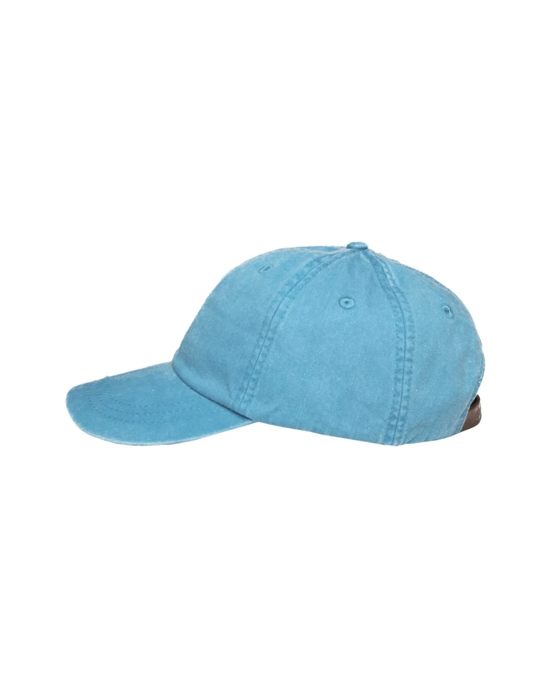 Custom low profile hats in Caribbean Blue (side view)