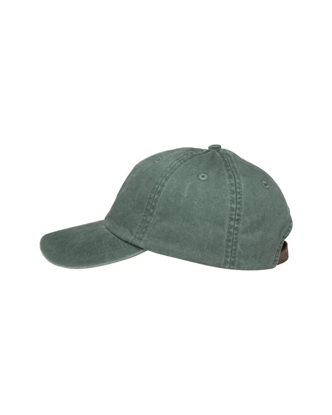 Custom low profile hats in Forest Green (side view)