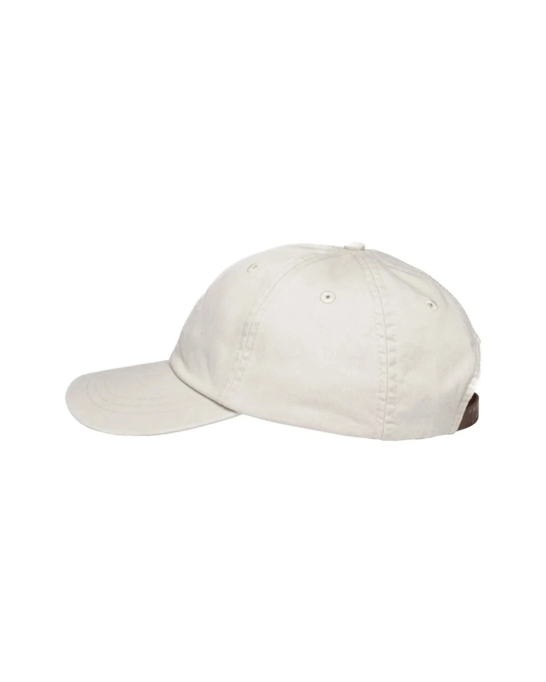 Custom low profile hats in Ivory (side view)