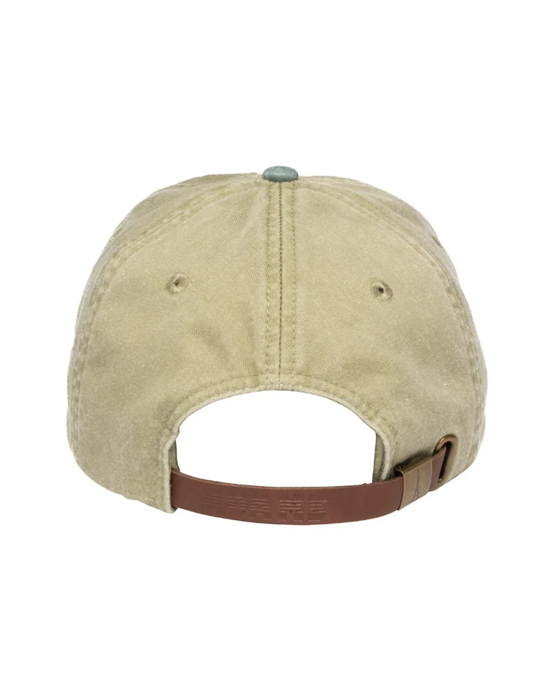 Custom low profile hats in Khaki / Forest Green (back view)