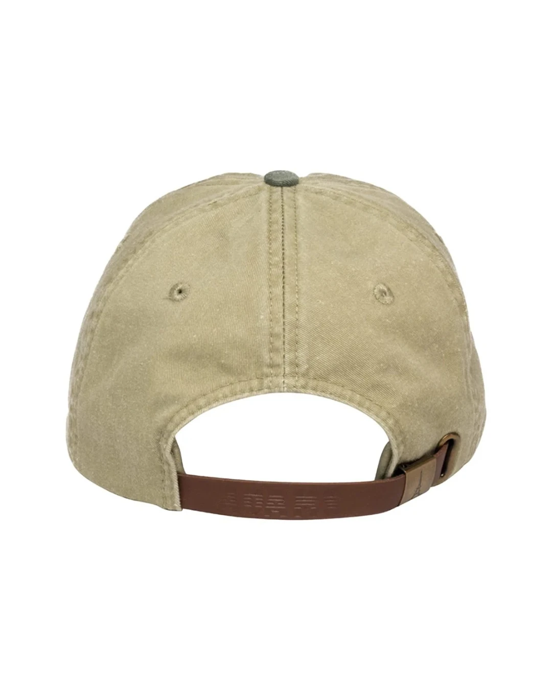 Custom low profile hats in Khaki / Spruce Green (back view)