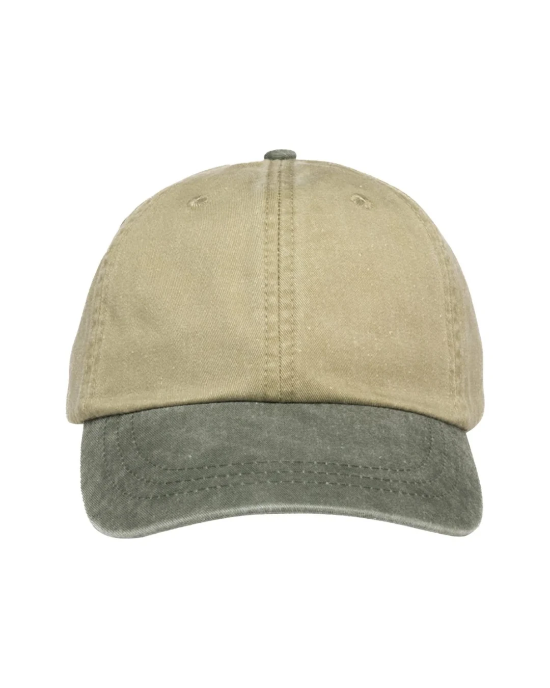 Custom low profile hats in Khaki / Spruce Green