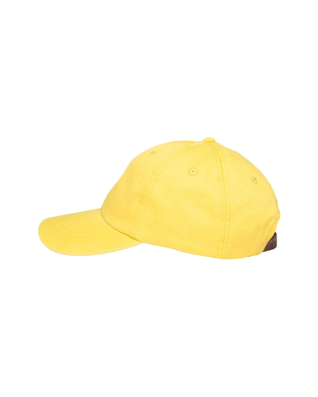 Custom low profile hats in Lemon Yellow (side view)