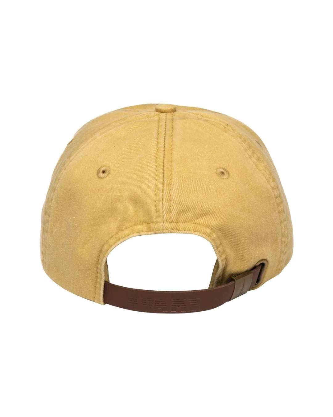 Custom low profile hats in Mustard Yellow (back view)