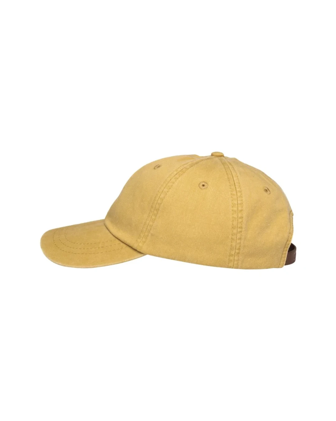 Custom low profile hats in Mustard Yellow (side view)