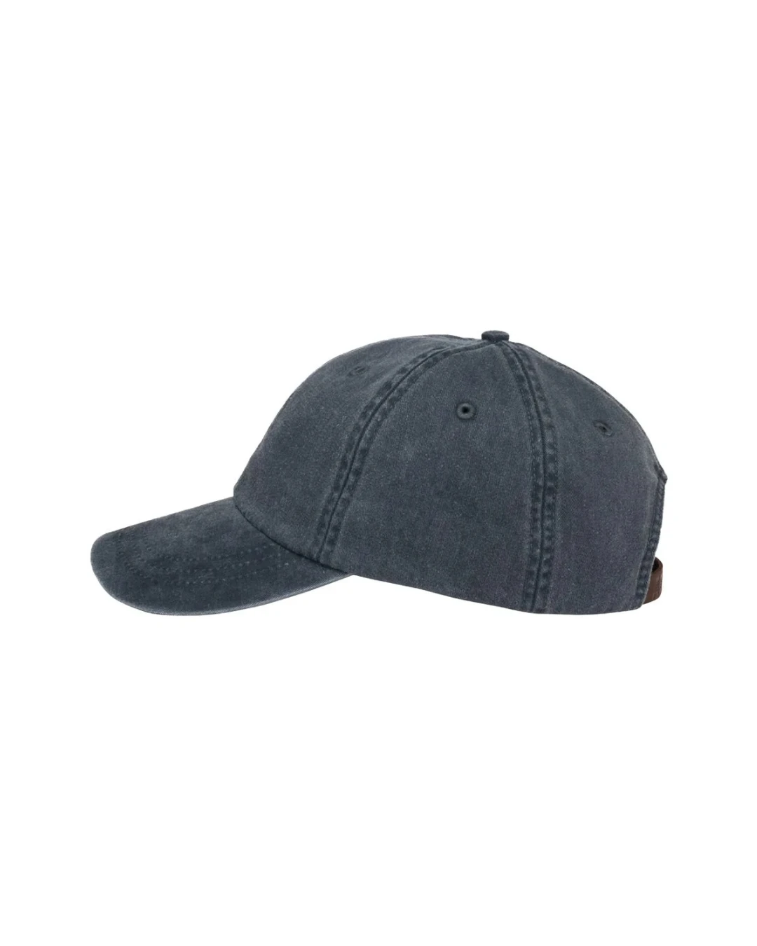 Custom low profile hats in Navy Blue (side view)