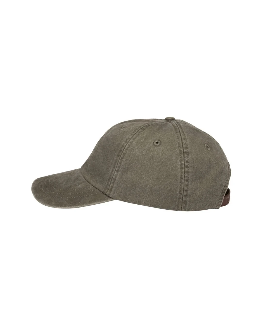 Custom low profile hats in Olive Green (side view)