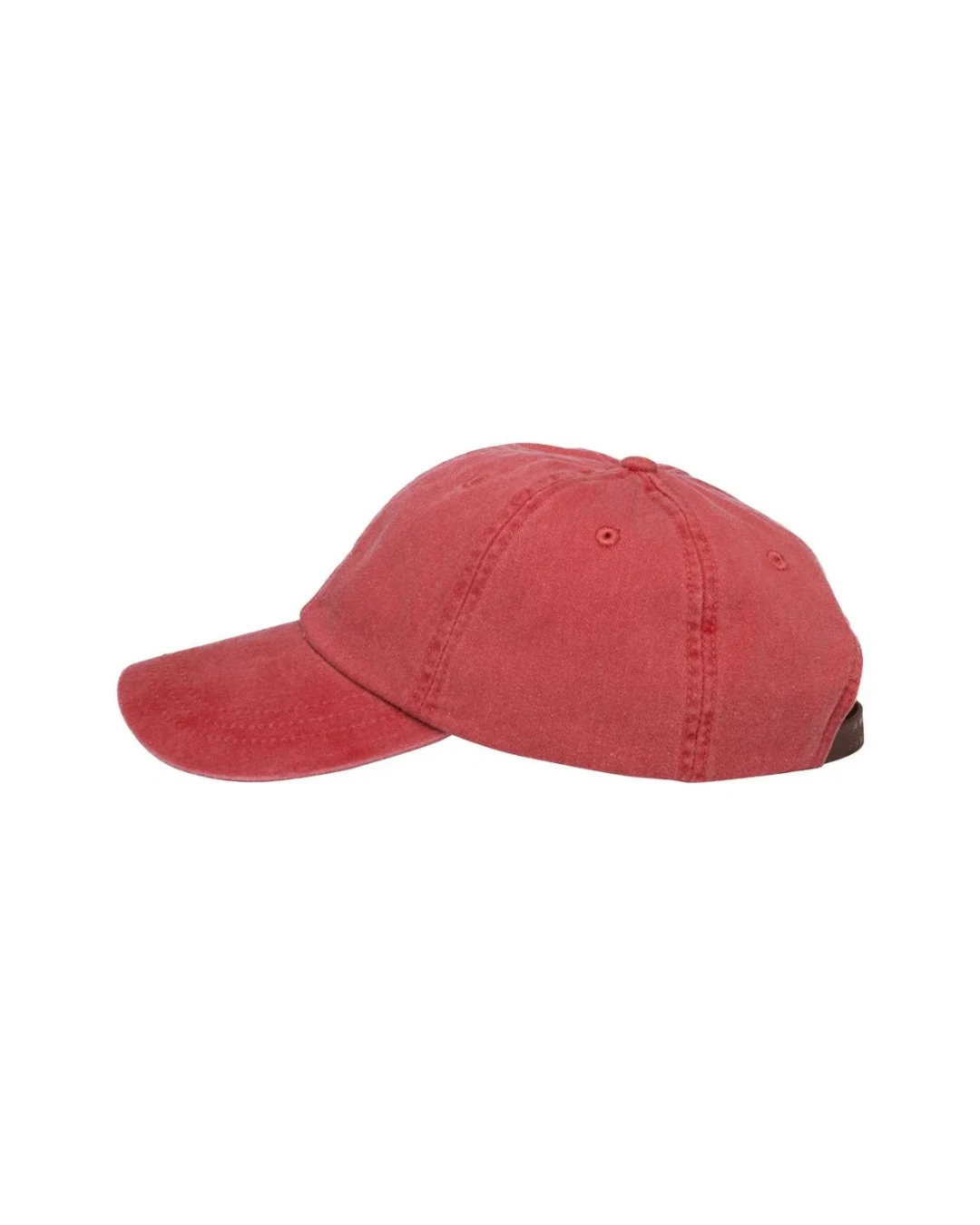 Custom low profile hats in Red (side view)