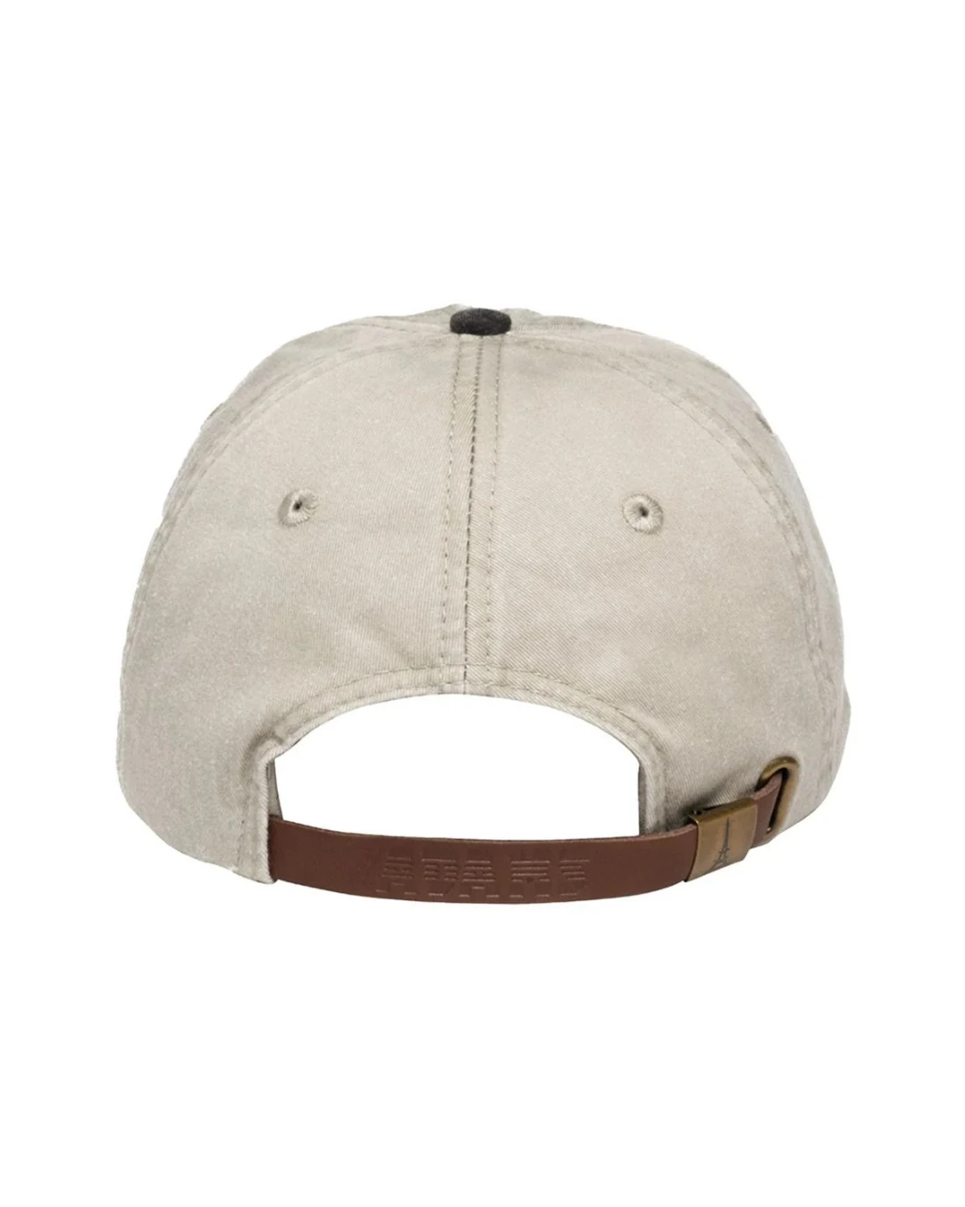 Custom low profile hats in Stone / Black (back view)