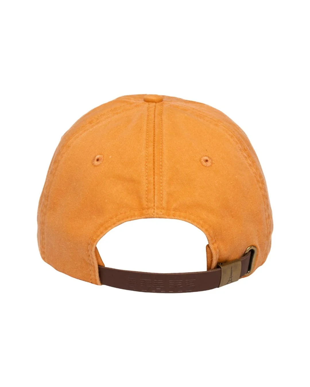 Custom low profile hats in Tangerine Orange (back view)