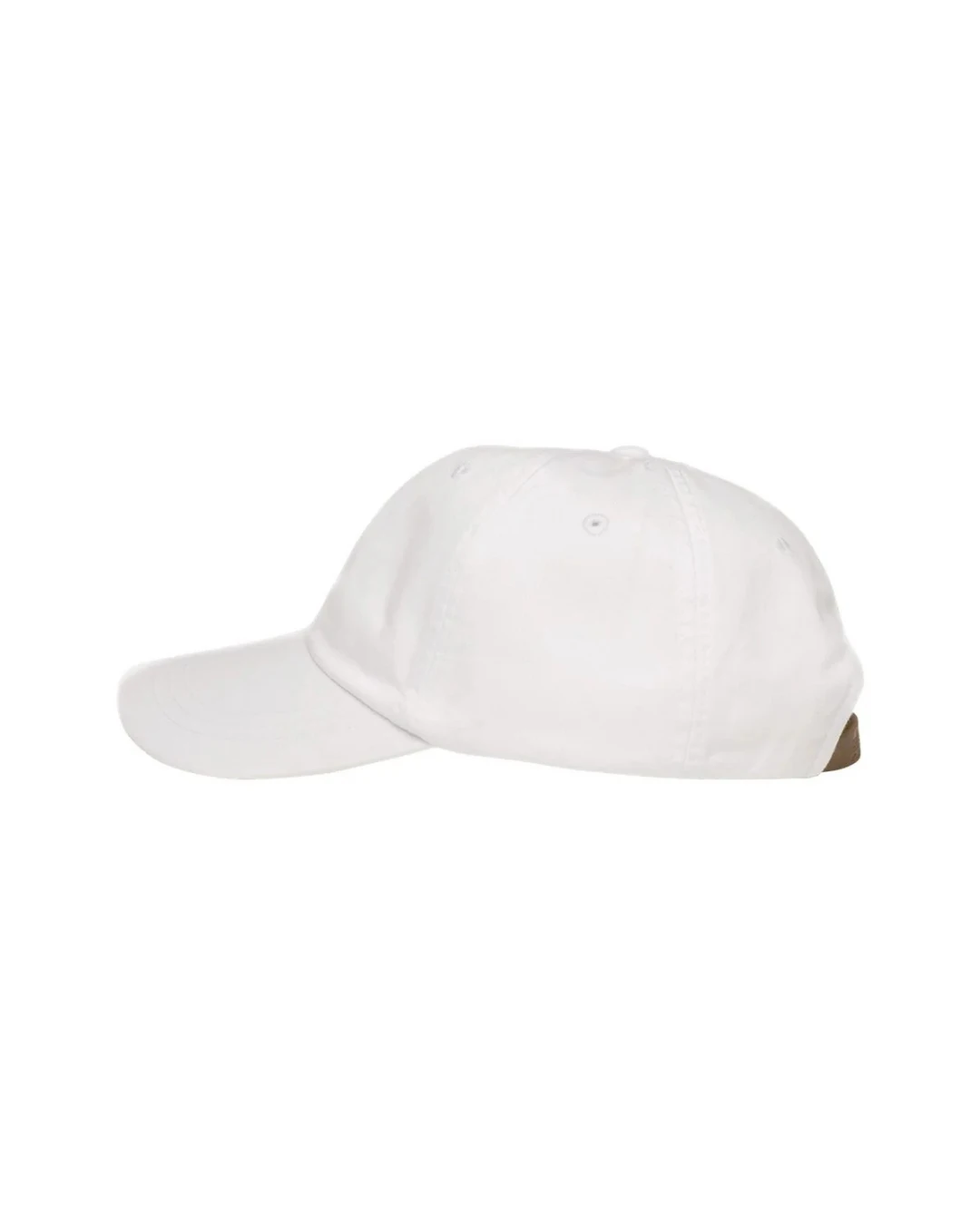 Custom low profile hats in White (side view)