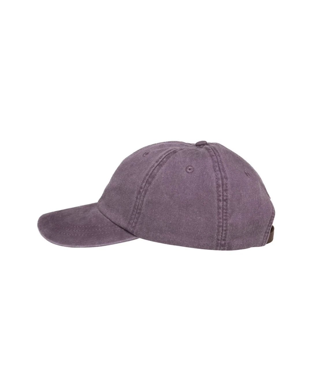 Custom low profile hats in Wild Plum Purple (side view)