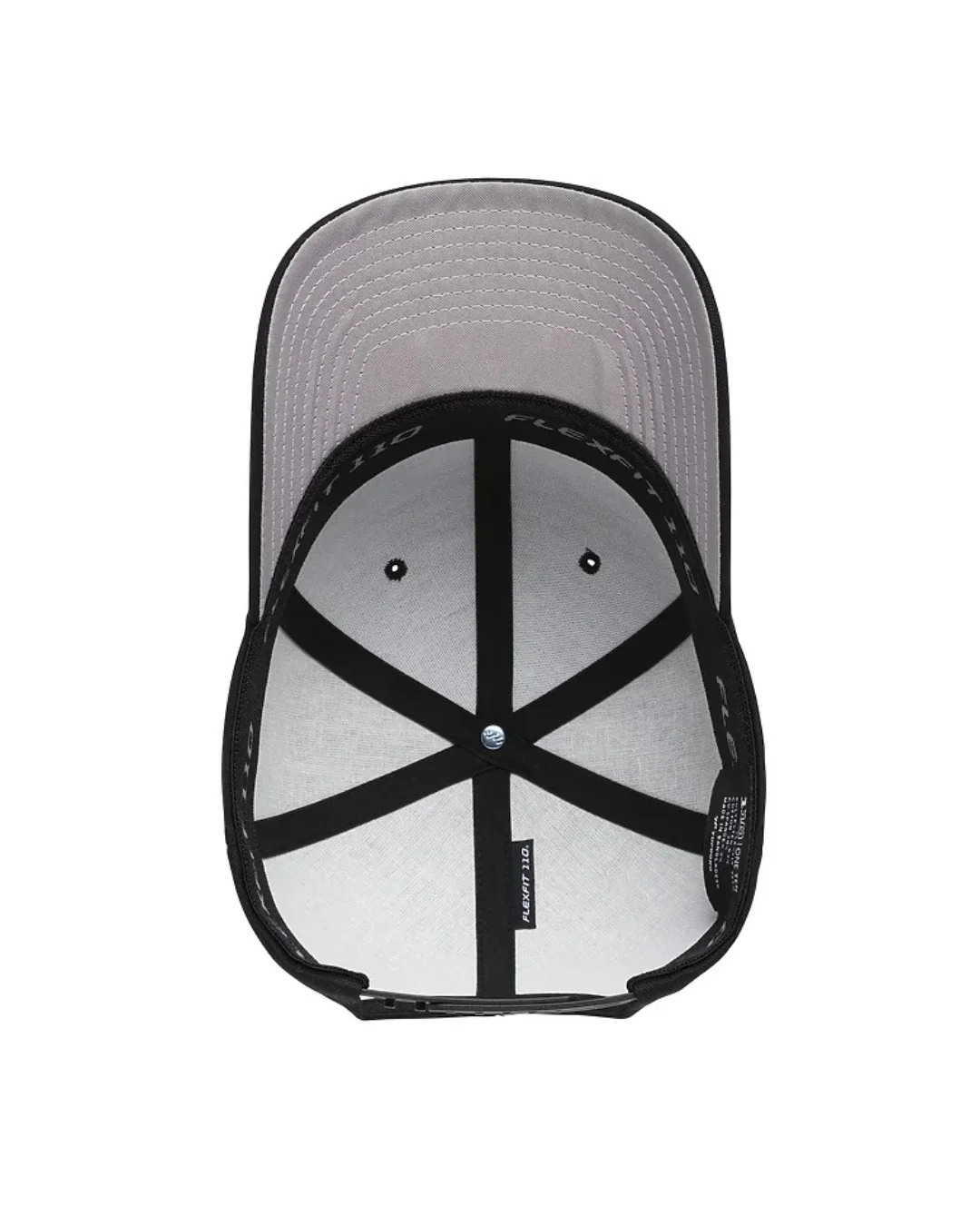 Custom snapback hats in Black (inside view)