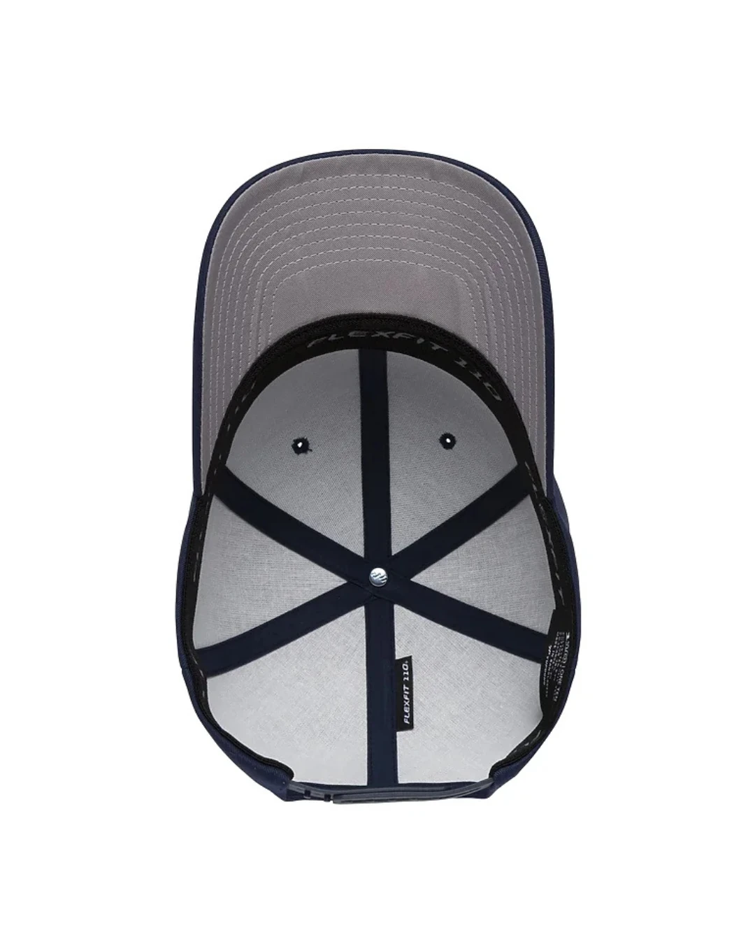 Custom snapback hats in Navy Blue (inside view)