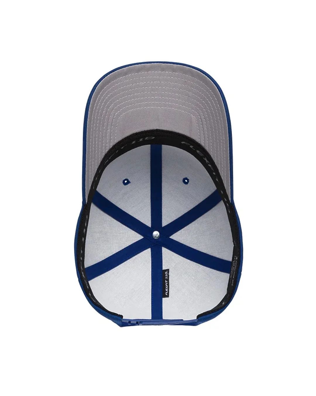 Custom snapback hats in Royal Blue (inside view)
