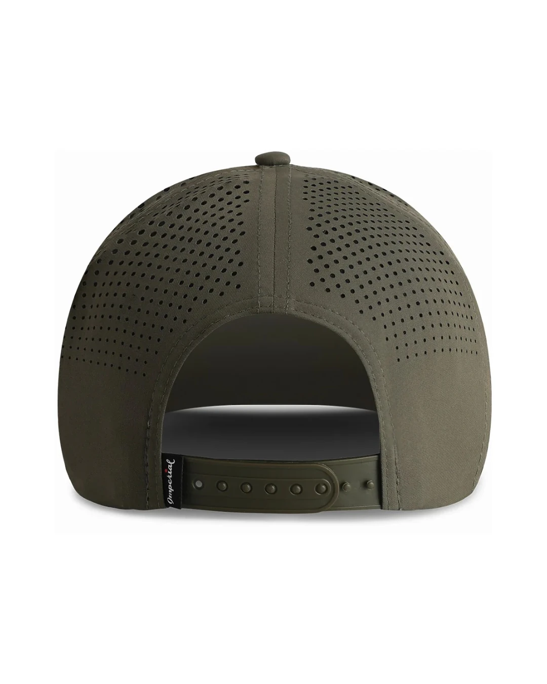 Custom Imperial hats in Olive Green (back view)