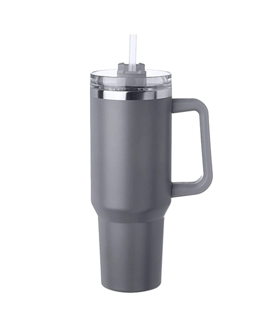 Custom stainless steel travel mugs in Charcoal