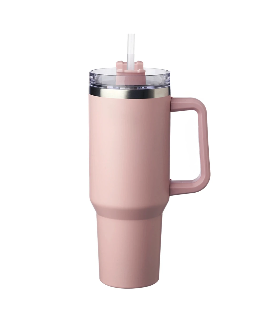 Custom stainless steel travel mugs in Light Pink