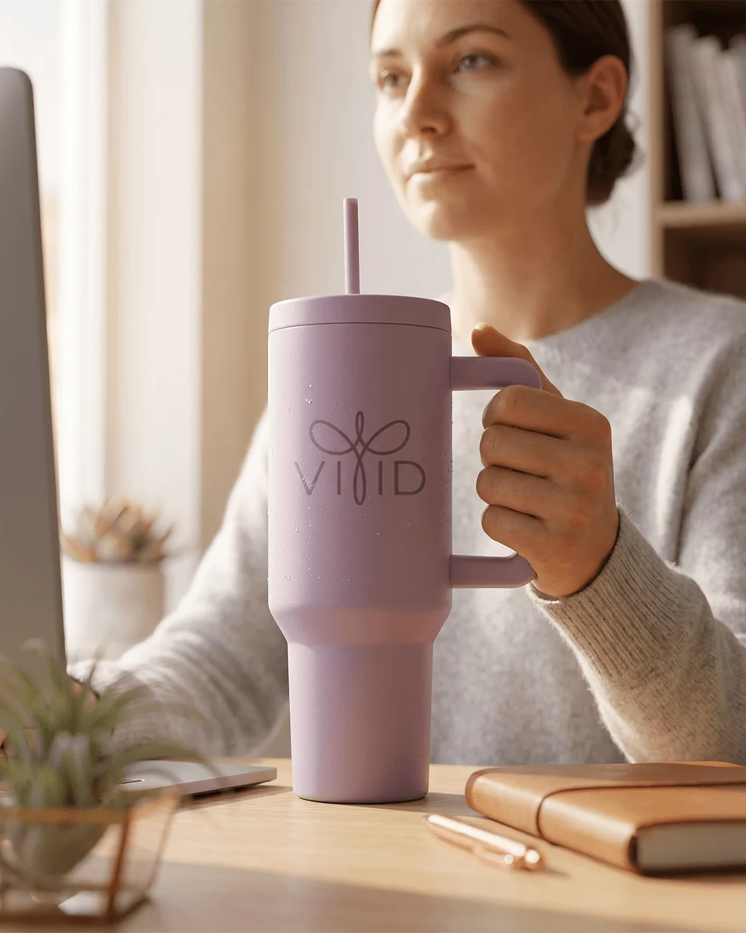 Custom tumblers with handle, 40 oz straw lid