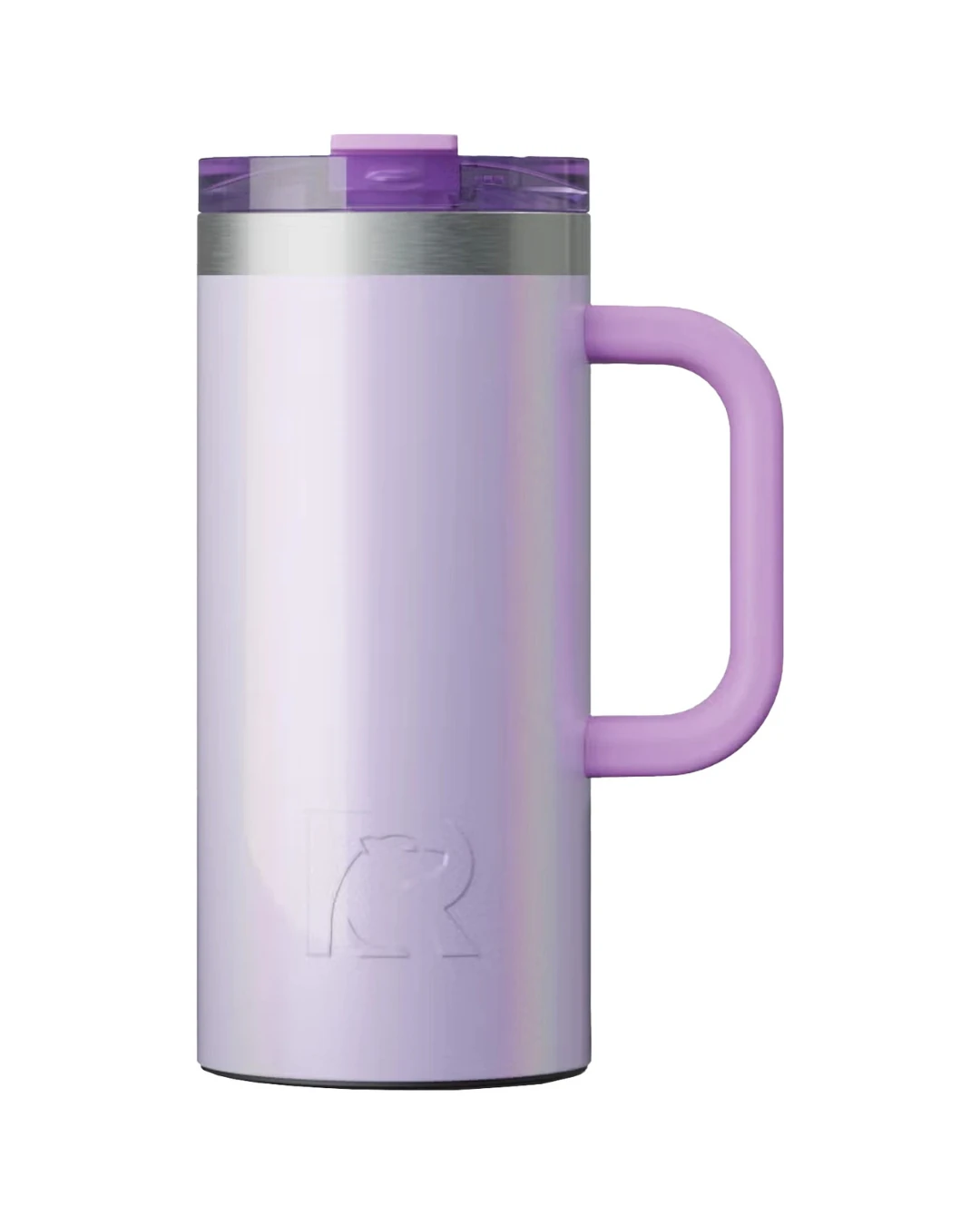 Custom coffee travel mugs in Lavender Glitter