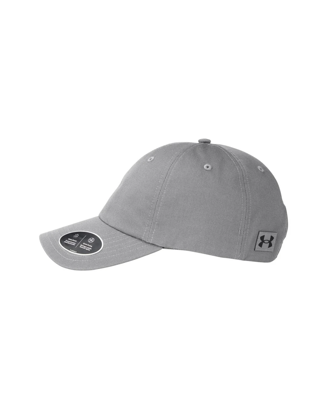 Custom Under Armour hats in Pitch Gray (side view)