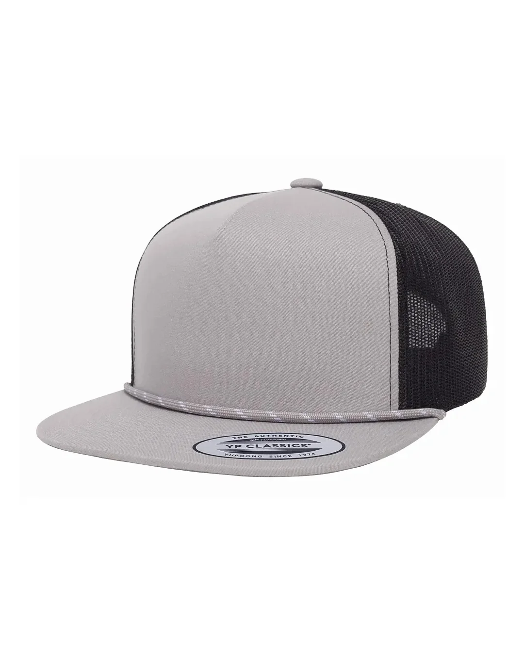 Custom Yupoong hats in Silver / Black