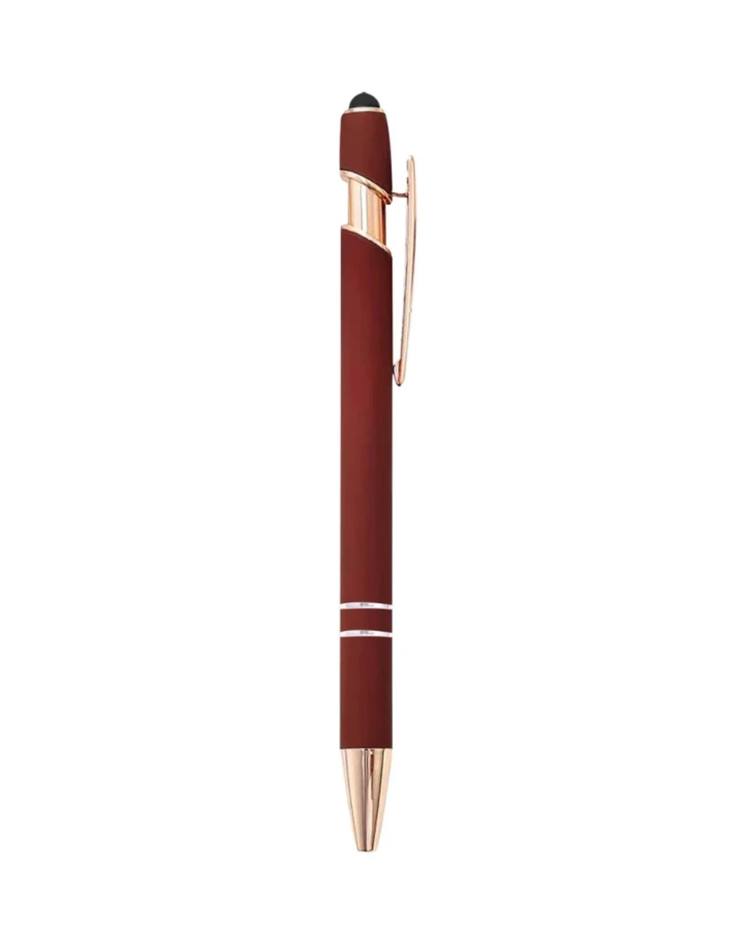 Custom engraved pens in Burgundy with rose gold trim
