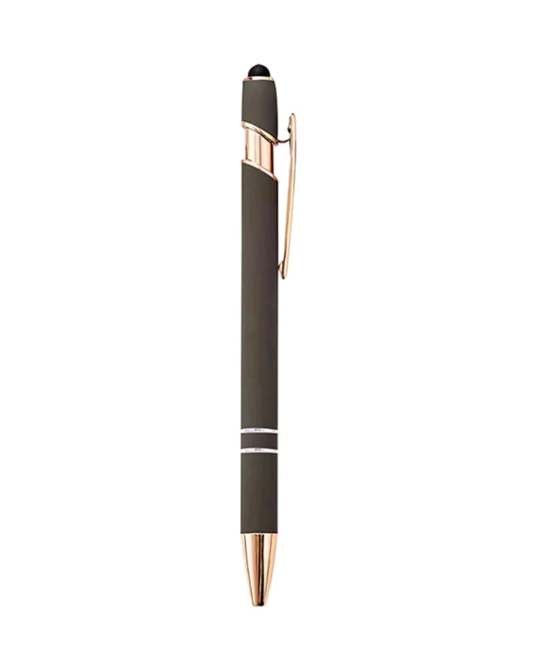 Custom engraved pens in Gray with rose gold trim