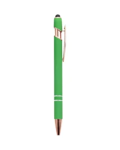 Custom engraved pens in Green with rose gold trim
