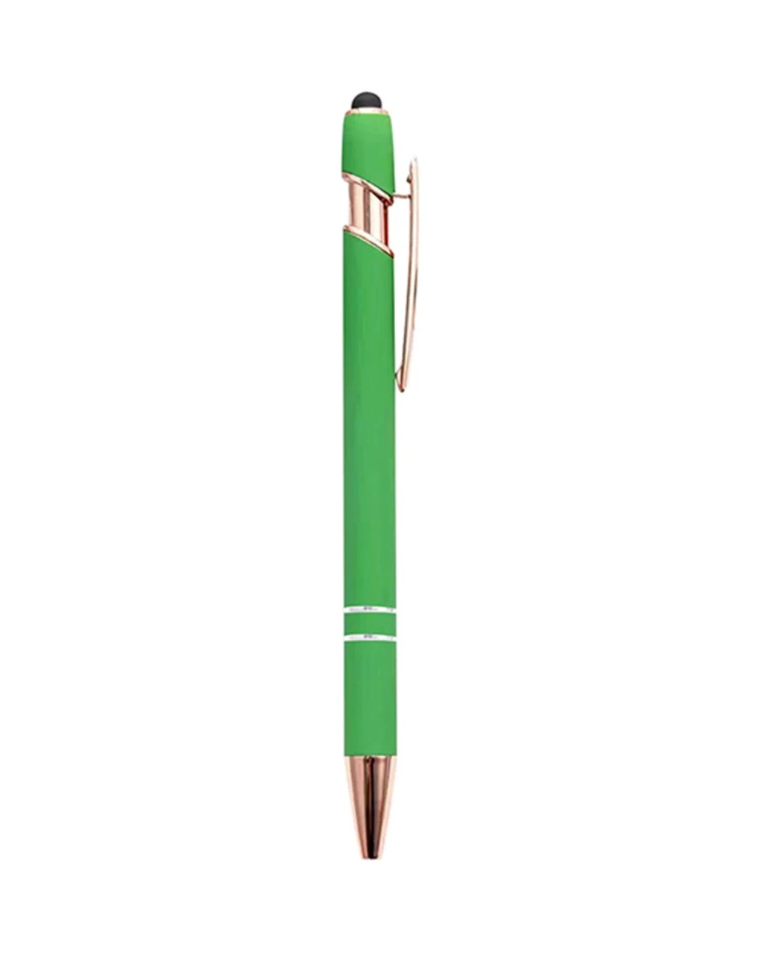 Custom engraved pens in Green with rose gold trim