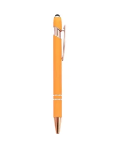 Custom engraved pens in Orange with rose gold trim