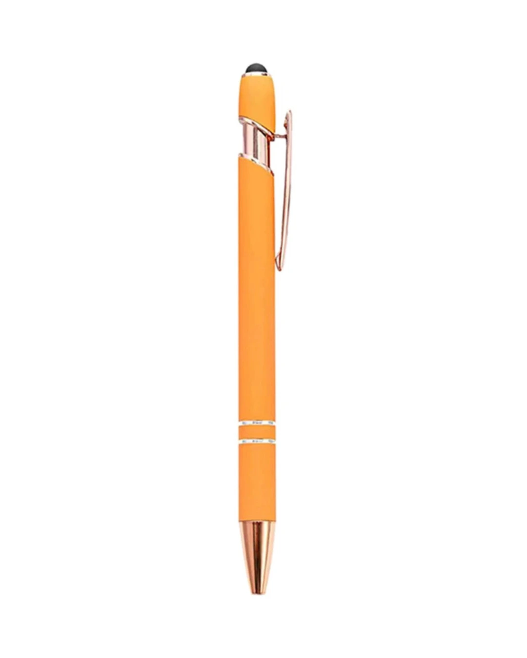 Custom engraved pens in Orange with rose gold trim