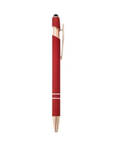 Custom engraved pens in Red with rose gold trim