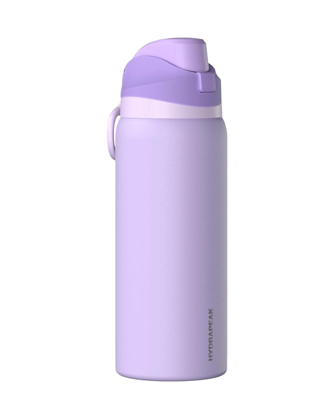 Hydrapeak 32 oz Oasis insulated water bottle in Lavender with a two-tone push-button chug lid and carry handle, ready for a custom engraved logo